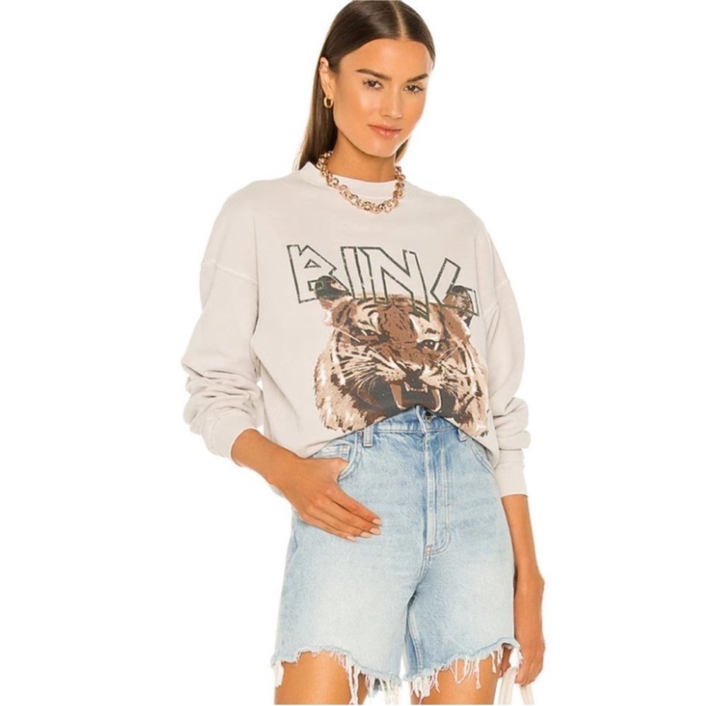 Anine Bing Tiger Sweatshirt In Stone